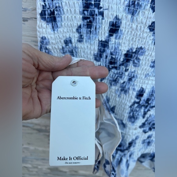 Abercrombie & Fitch Best Dressed Guest Smocked Mini Dress Blue Floral XXL - Picture 8 of 13